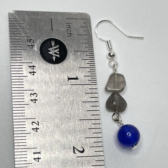 Artisan Labradorite Chip Gemstone Blue Gemstone Beaded Necklace Earrings Set - Picture 7 of 8